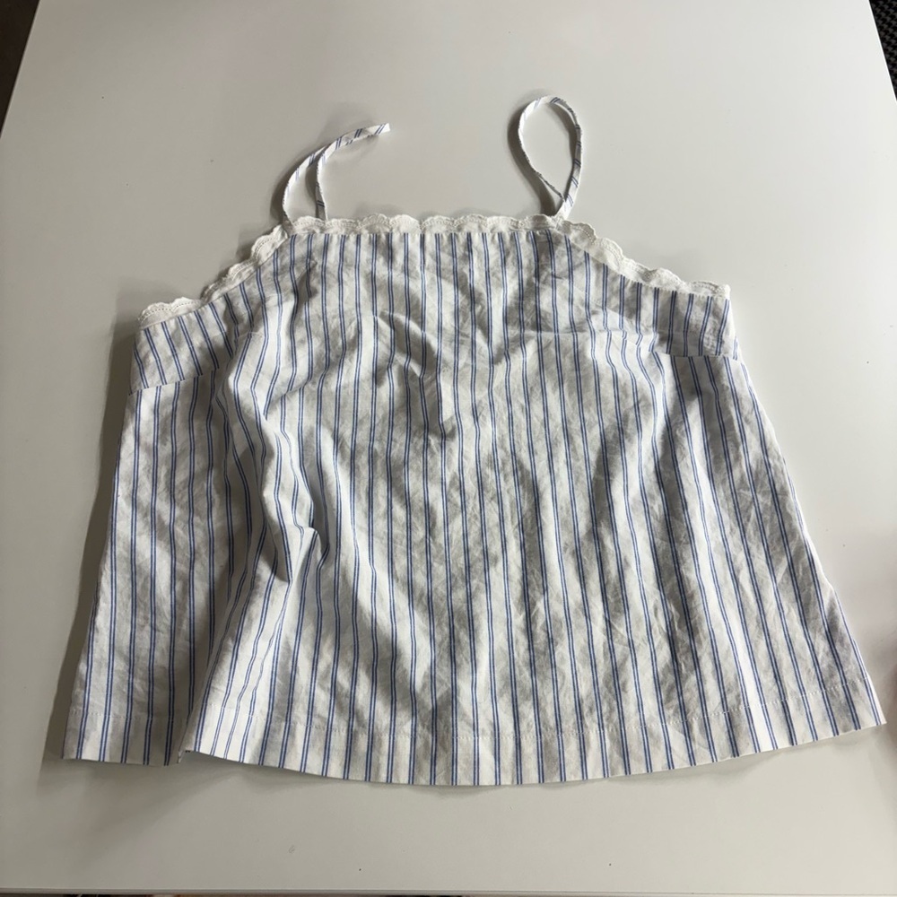NWOT Auden Striped Blue and White Spaghetti Adjustable Straps Tank Top Summer - Picture 5 of 11
